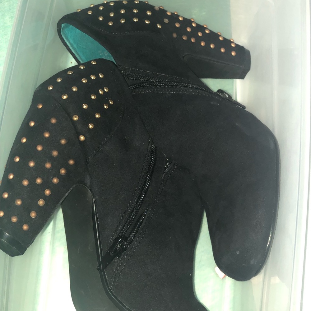 Black Suede Studded Booties